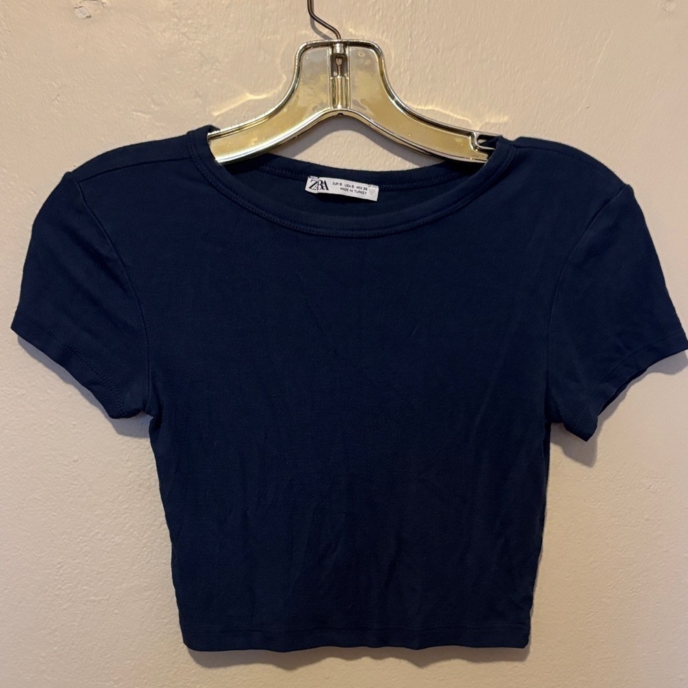 Zara Dark Blue Women's Crop Top